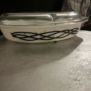 Vintage Pyrex White Glass Dish with Clear Lid